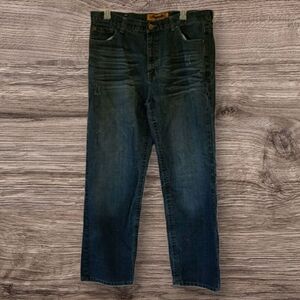 Hh) Men’s Distressed Denim Jeans Size 42x34 – Classic Relaxed Fit Blue Wash